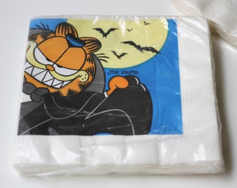 Vintage Garfield Halloween Napkins, Dracula Cartoon, Pack of 16