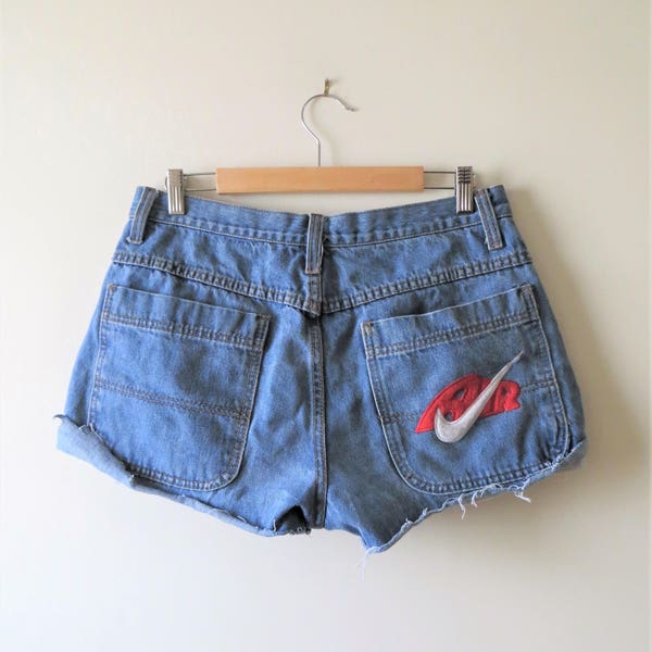 90s Nike Air Denim Shorts Cut Offs Made in USA Women's US Size 8 UK 10