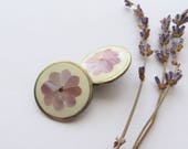 des années 80 en argent Sterling et Shell boucles d’oreilles Mexique Clip Ons violet fleur bijou plage mariage mariée bohème bijoux