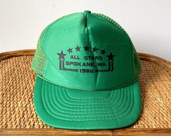 1986 Washington All Stars Snapback, Spokane All Stars, Green Trucker Hat