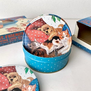 Set di carte da gioco e sottobicchieri anni '90, carte da gioco Best Friends Cat e Dog