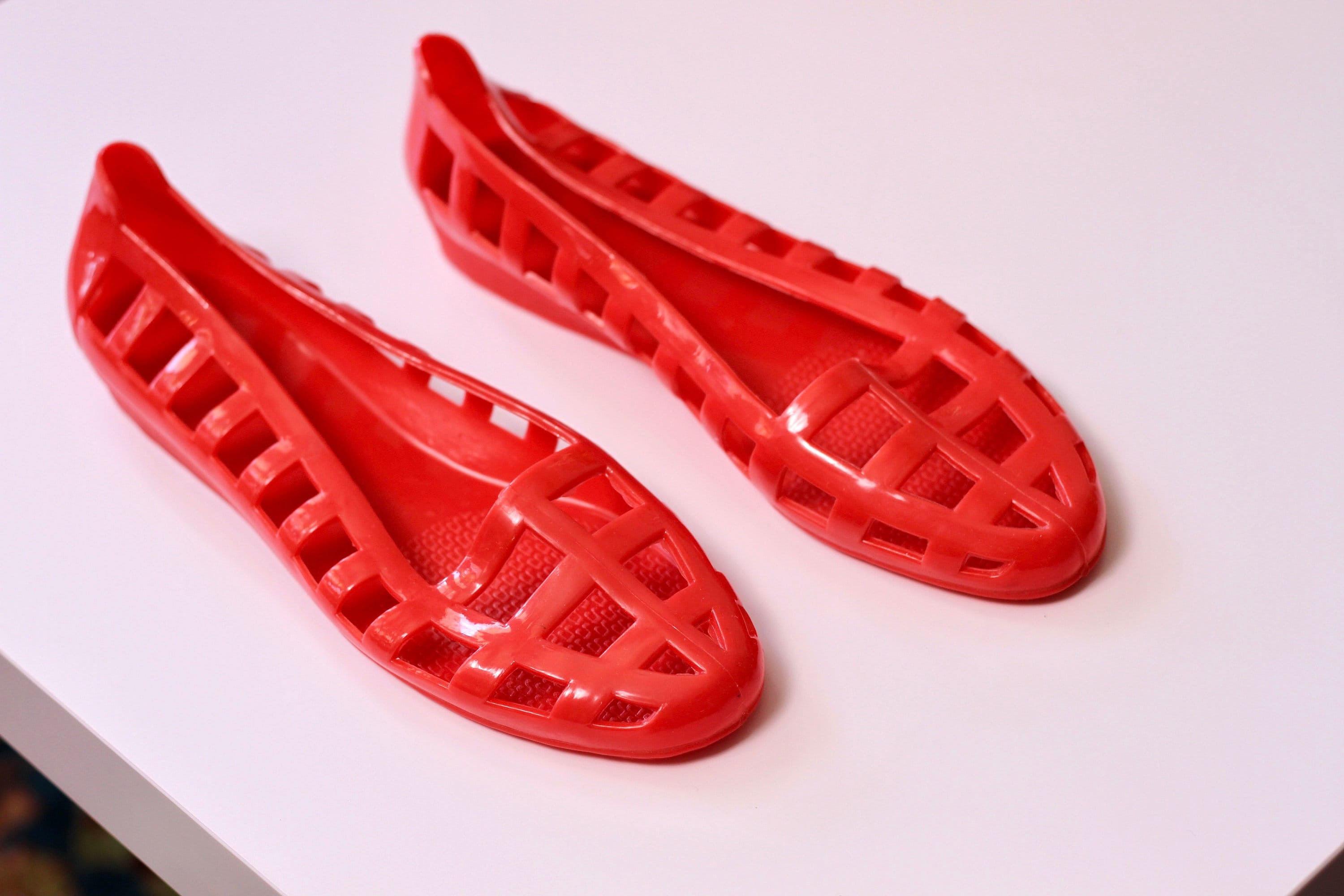 Buy 80s Vintage Bright Red Plastic Sandals. Jellies. Beach Shoes. Online in  India 