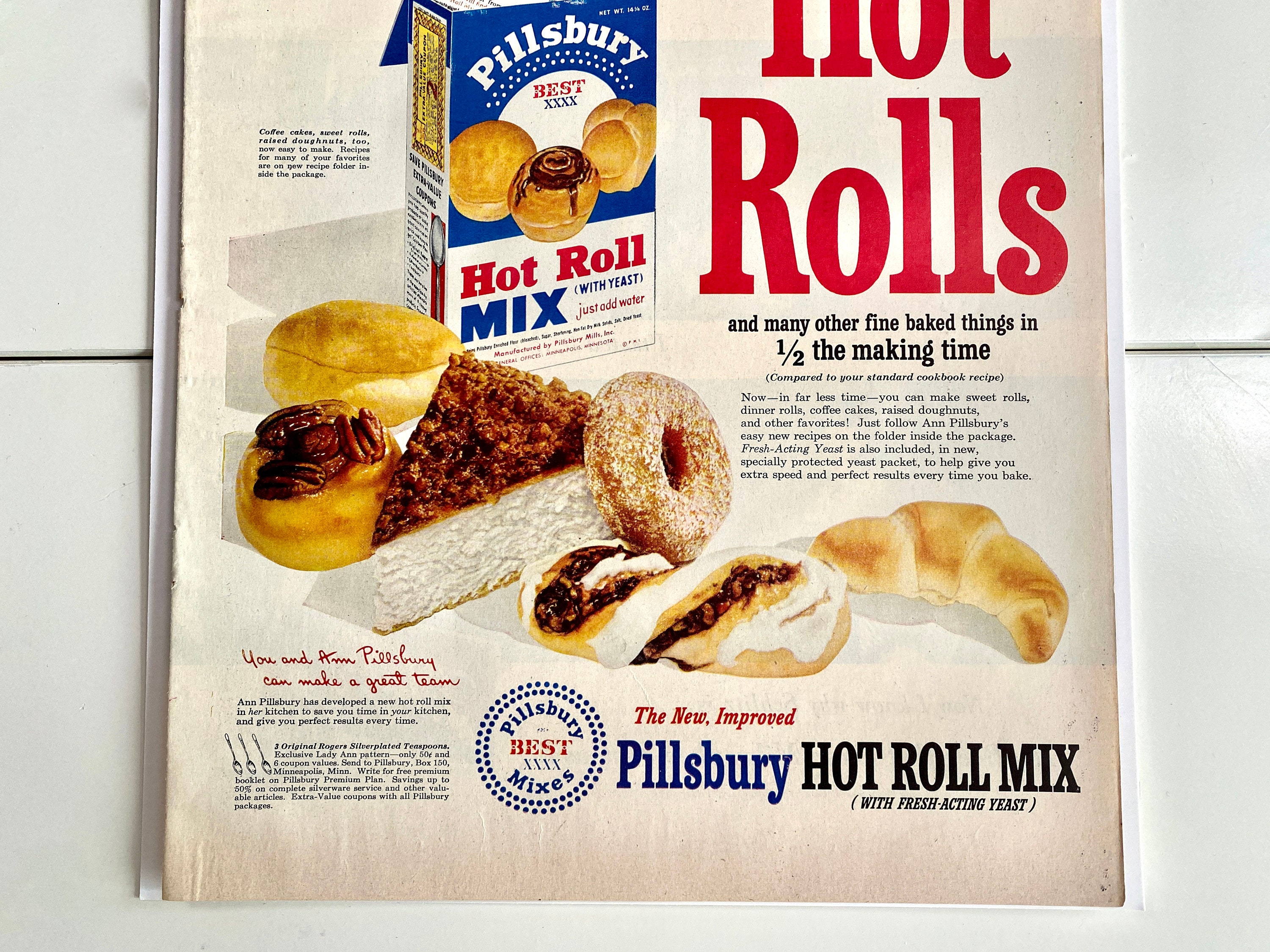 1950 Pillsbury Hot Rolls Ad 50s Food Advertising Kitchen - Etsy
