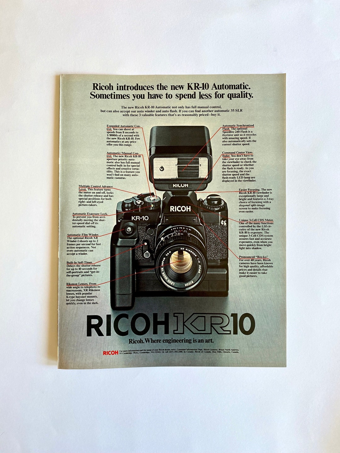 1980 Ricoh KR 10 Camera Ad, Analog Vintage Photography, Life