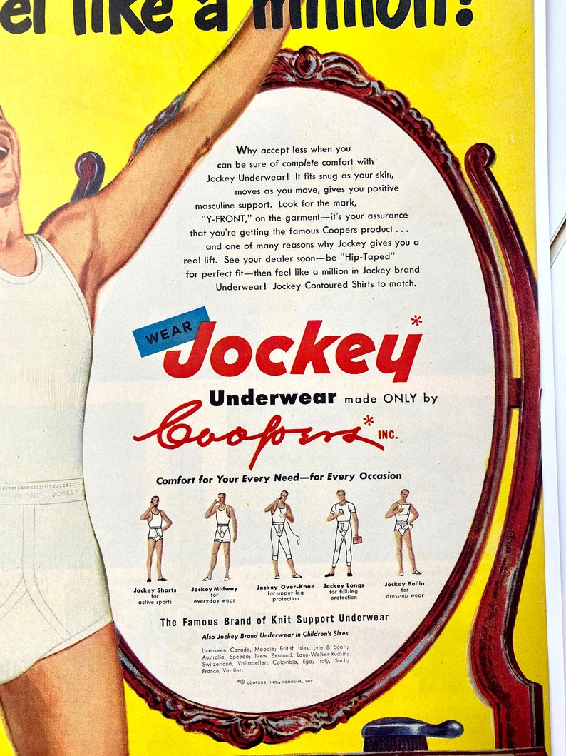 1951 Jockey Ad Men's Underwear Ad Yellow Wall Art Etsy