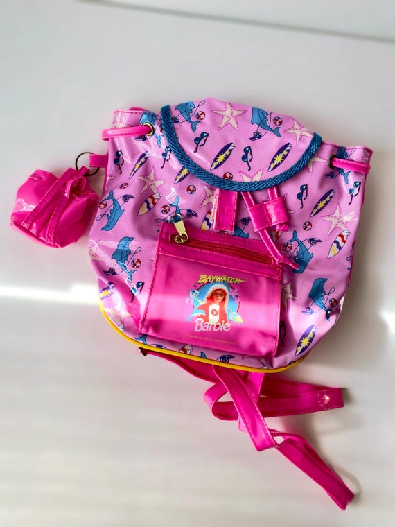 1995 Baywatch Barbie Backpack, Mini Pink Vinyl Backpa… - Gem