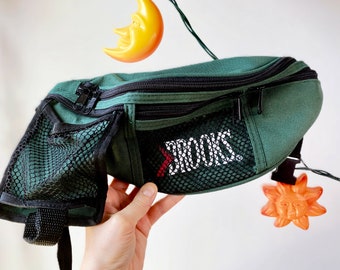 90s Brooks Fanny Pack, Green Canvas Hip Bag, Cycling Bag, Travel Pouch