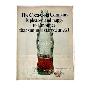 Anuncio de Coca Cola de 1969, botella de Coca Cola de mediados de siglo, anuncio de refresco de los años 60, artículos de colección de Coca Cola, revista Life, fabricado en EE. UU., arte de cocina de los años 60