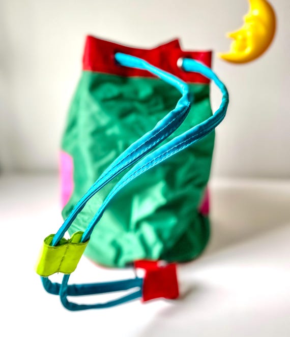 Vintage 90s Benetton Colorblock Nylon Backpack, Crossbody Festival