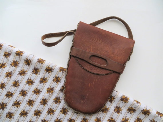 60s Leather Satchel, Rugged Distressed Hardshell B