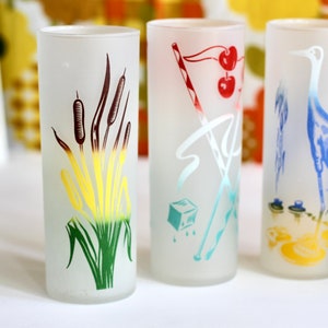 Vintage Highball Drinking Glasses, Set of 5, Mid Century Summer Cocktail Party Glassware, Hosting Gift, 1960s Kitchenwares