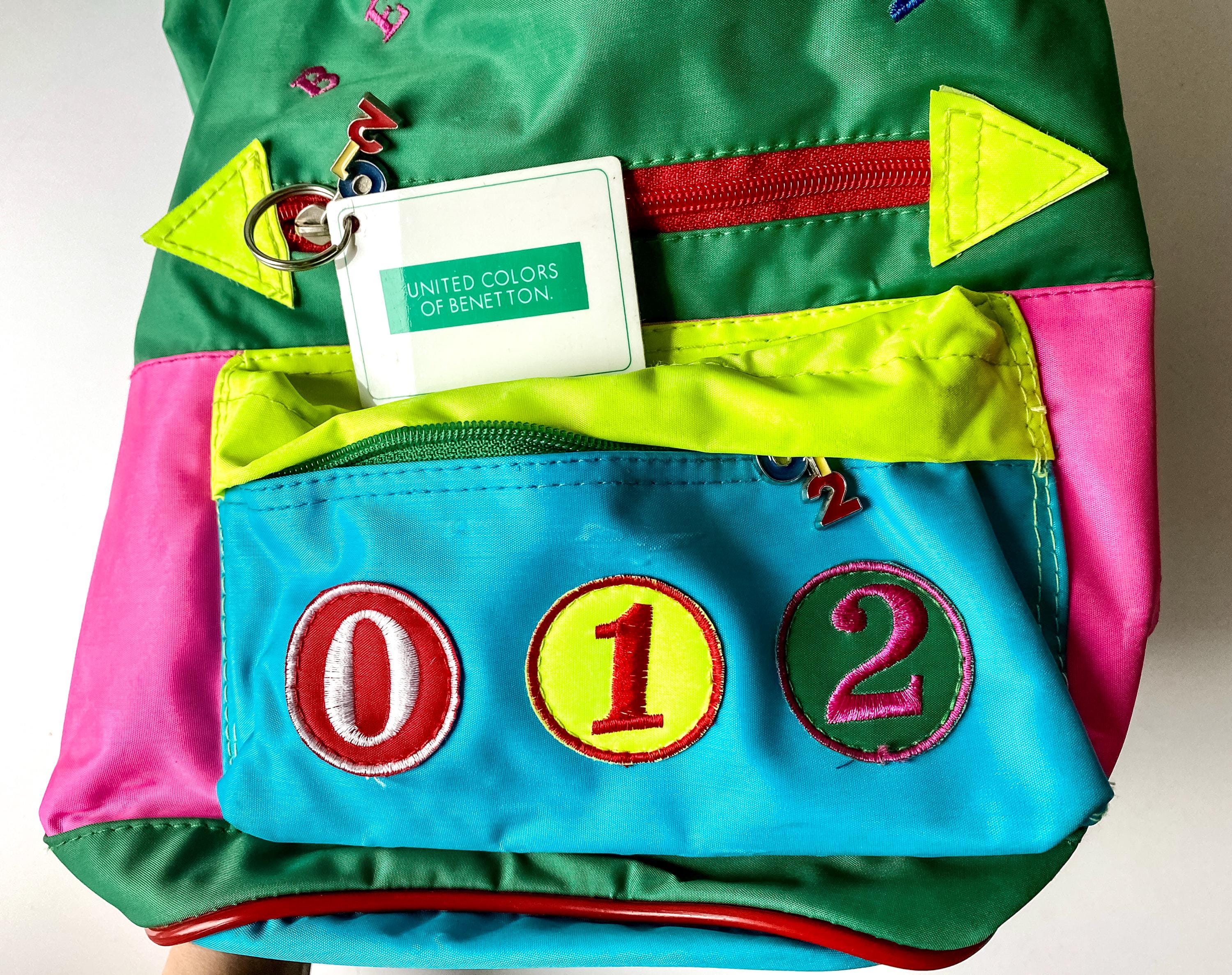 90s Benetton Backpack, Colorblock Neon Retro United Colors