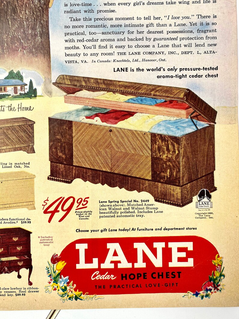 1950 Lane Hope Chest Vintage Trunk 1950 Miss America 50s Etsy