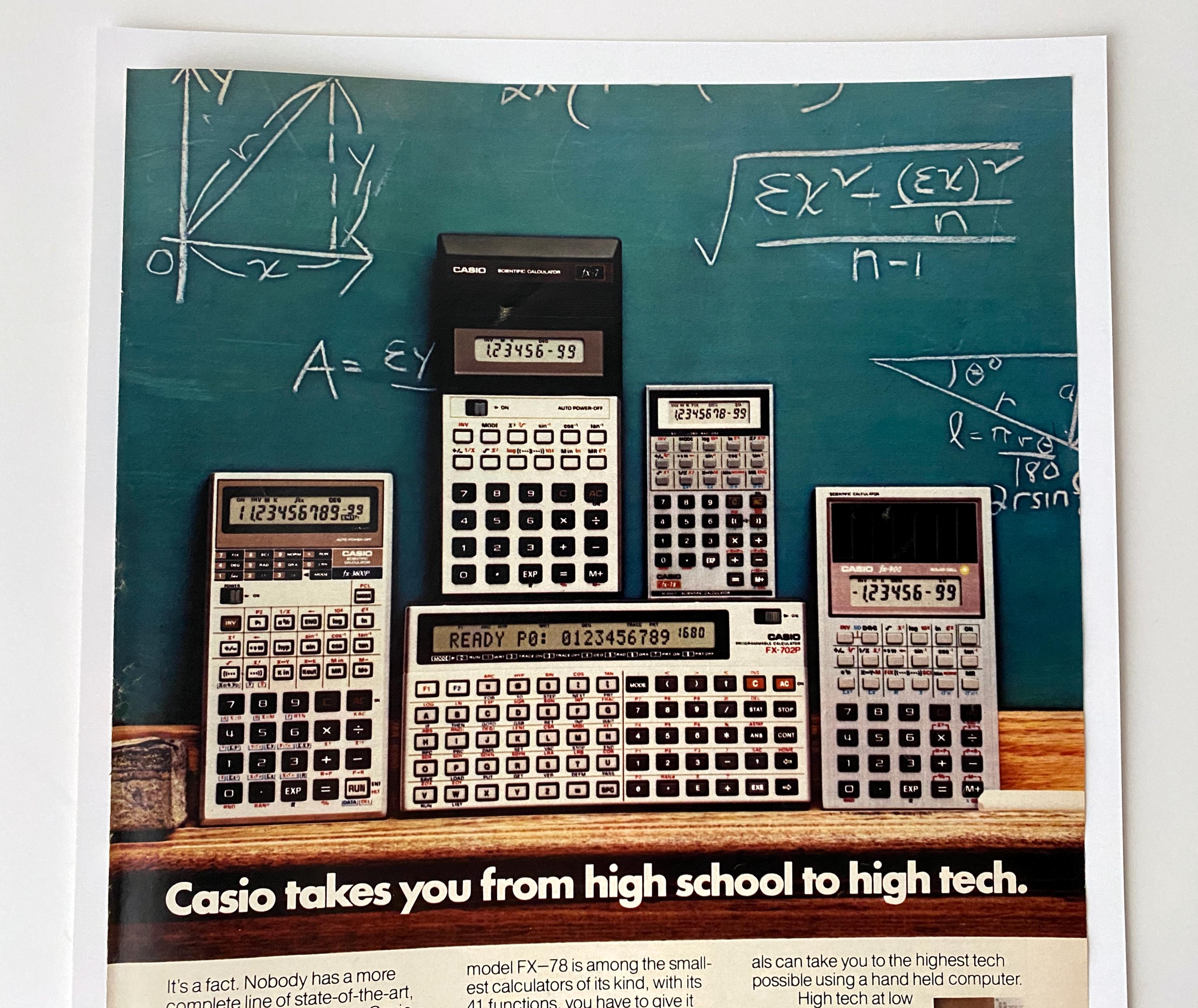 1982 Casio Scientific Calculators Ad, Life Magazine, Retro Office