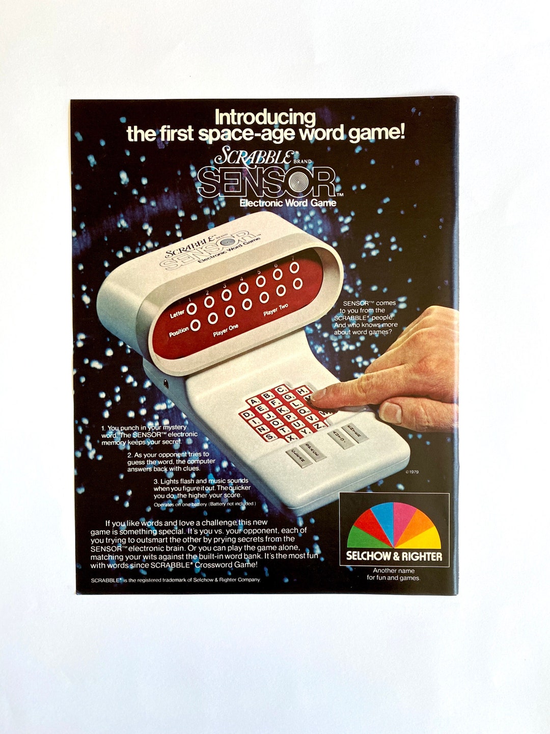 1979 Scrabble Sensor Electronic Word Game Selchow and Etsy