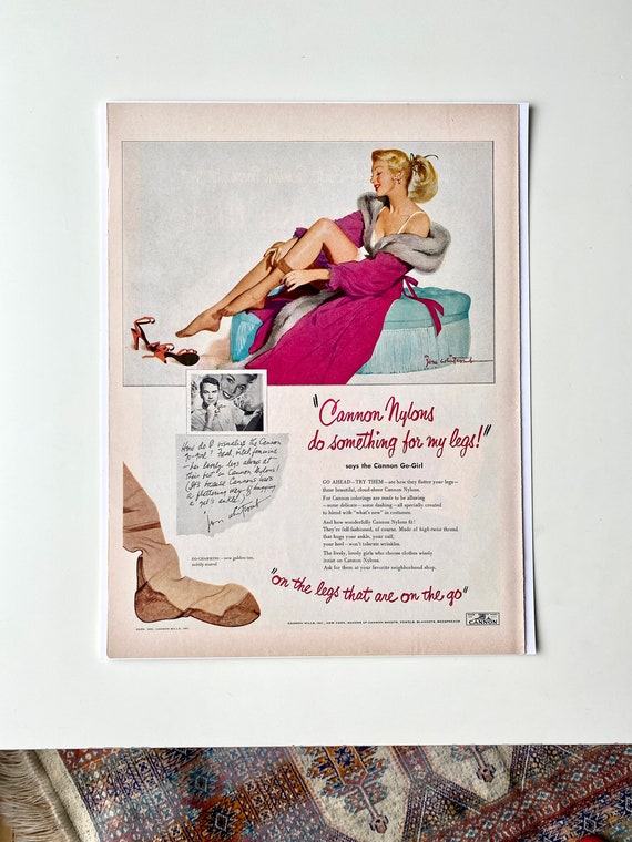 1951 Cannon Nylons Ad, Pantyhose Ad, Bedroom Art, 50s Fashion Ad, Vintage  Underwear Ad, Life Magazine, Made in USA -  Canada