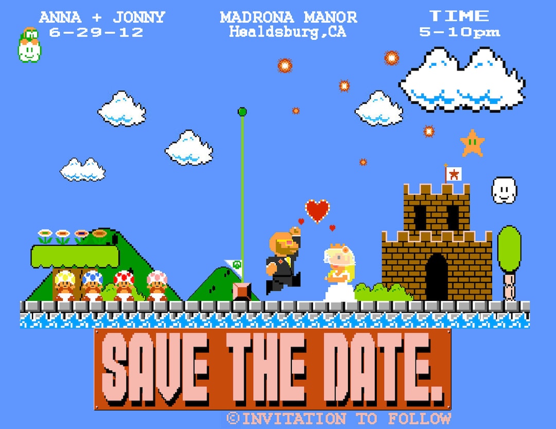 NES Super Mario Bros. Save the Date Etsy Canada