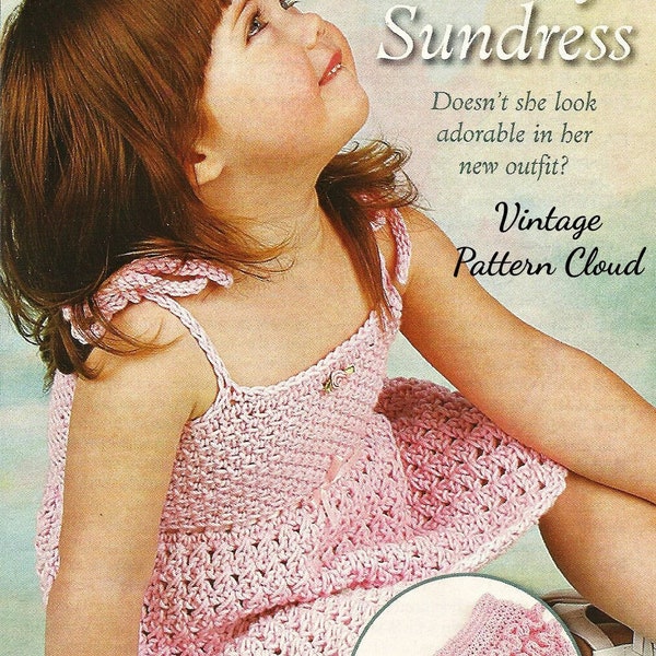 Vintage Crochet Pattern Make it for Summer Little Girls Cotton Candy Sundress Sizes 0-3, 3-6, 6-9, PDF Download