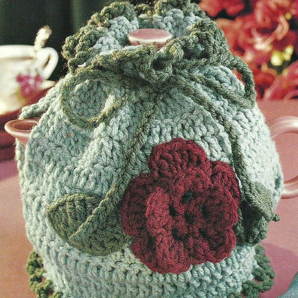 Rose Tea Cosy, Vintage Floral Tea Cosy Design haakpatroon, haakpatroon kamgaren PDF Instant Download