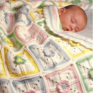Precious Petals Baby Blanket Pattern Vintage Pattern, Perfect Shower Gift, Baby Afghan, Worsted Weight Yarns PDF Instant Download
