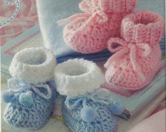 Easy BABY BOOTIE Crochet Pattern Simple Stitches, Two Top Variations Digital Download