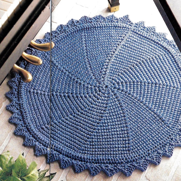 KNITTED Pinwheel Rug Pattern, Vintage Pattern, Very Trendy Today,  PDF Instant Download