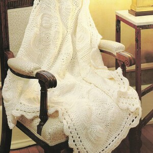 PETAL SOFT Afghan Crochet Pattern Vintage 1990&#39;s, Worked in Squares, 39 x 39 Crochet Throw, Chunky Weight Yarn,  Digital Download