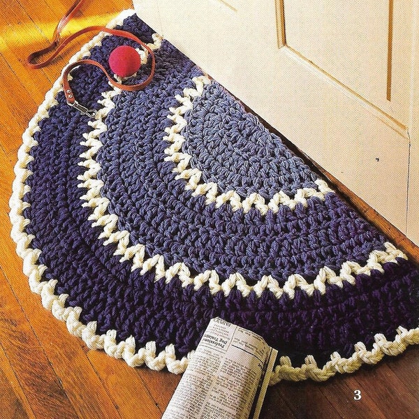 Vintage Crochet Pattern, Half Round Rug, 19 Inches x 40 Inches, Digital Download Pattern, Instant PDF