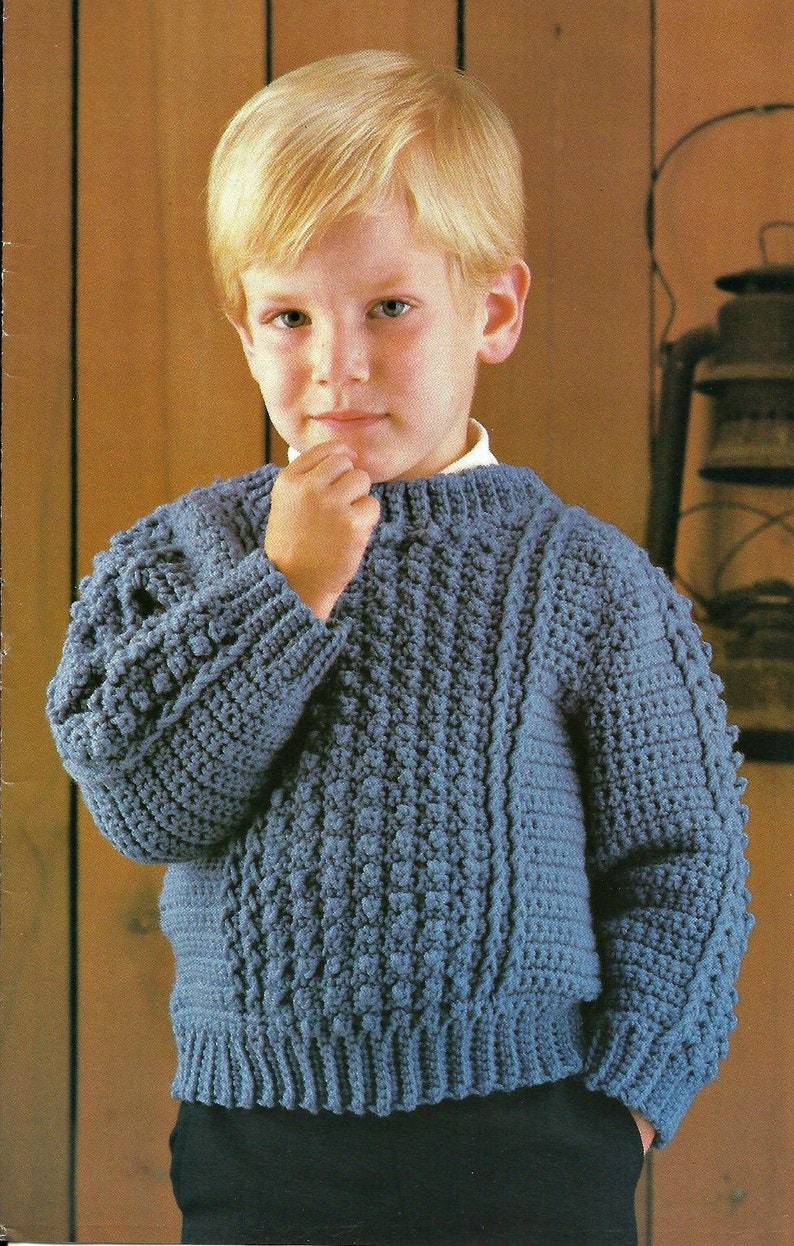Boy's Crocheted Sweater PDF Download 1980's Sizes Etsy