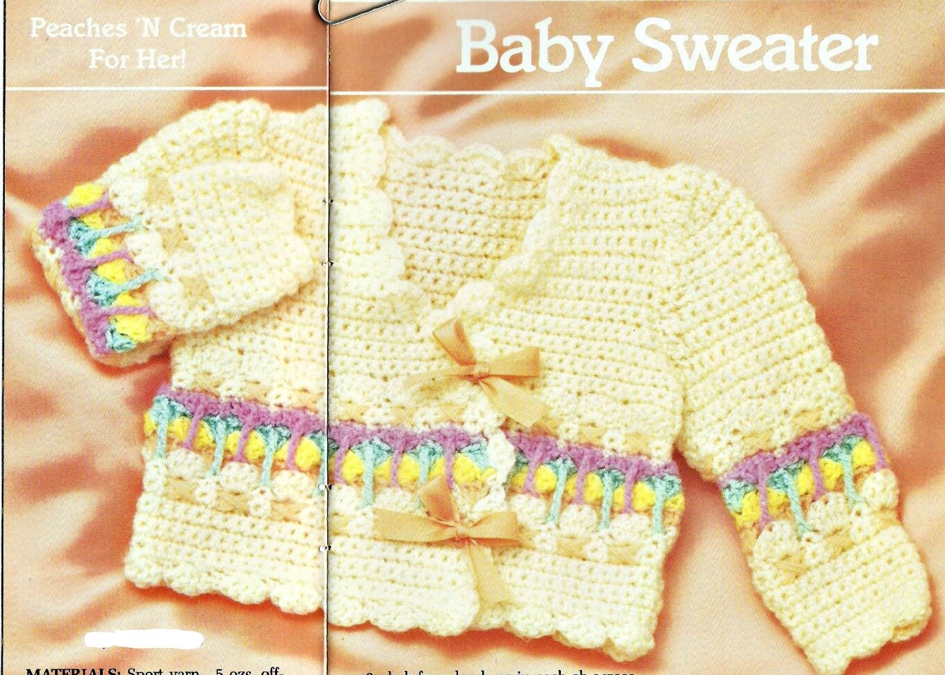 Vintage Crochet Baby Sweater Pattern, 6, 12, 18 Months Sizes PDF