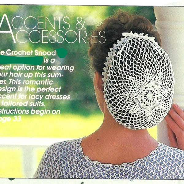 Vintage Crochet Pattern Crocheted Star Centered Snood, Capture Your Hair in a Old Fashioned Look , PDF Instant Digital Download