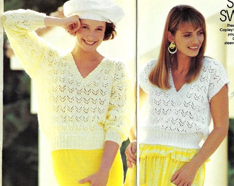 Two Summer Tops to Knit, Vintage 1980's, Lacy Cool & Charming Designs Charm  PDF Instant Download, Digital Download