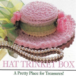Vintage Crochet Pattern, Hat Shape Trinket Box Jewelry, Keepsakes Crochet Pattern, PDF Instant Download, Digital Download