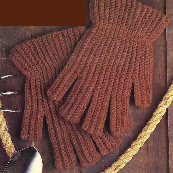 Vintage Crochet Warm Work Gloves, Digital PDF Pattern for Instant Download