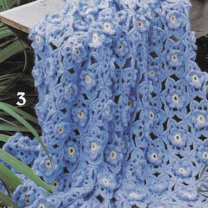 Forget-Me-Not Flowers Floral Afghan, Lacy Flowers, PDF, Worsted Weight Yarn, Digital Download