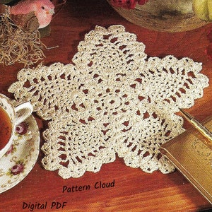 Pineapple Star Doily, Vintage Crochet Pattern from the 1990&#39;s , Perfect 12 Inch Size.  Digital Download