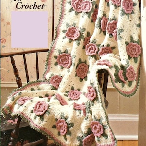 Victorian Roses Crochet Afghan, Vintage Pattern PDF, Worsted Weight Yarn Instant Download, Digital Download