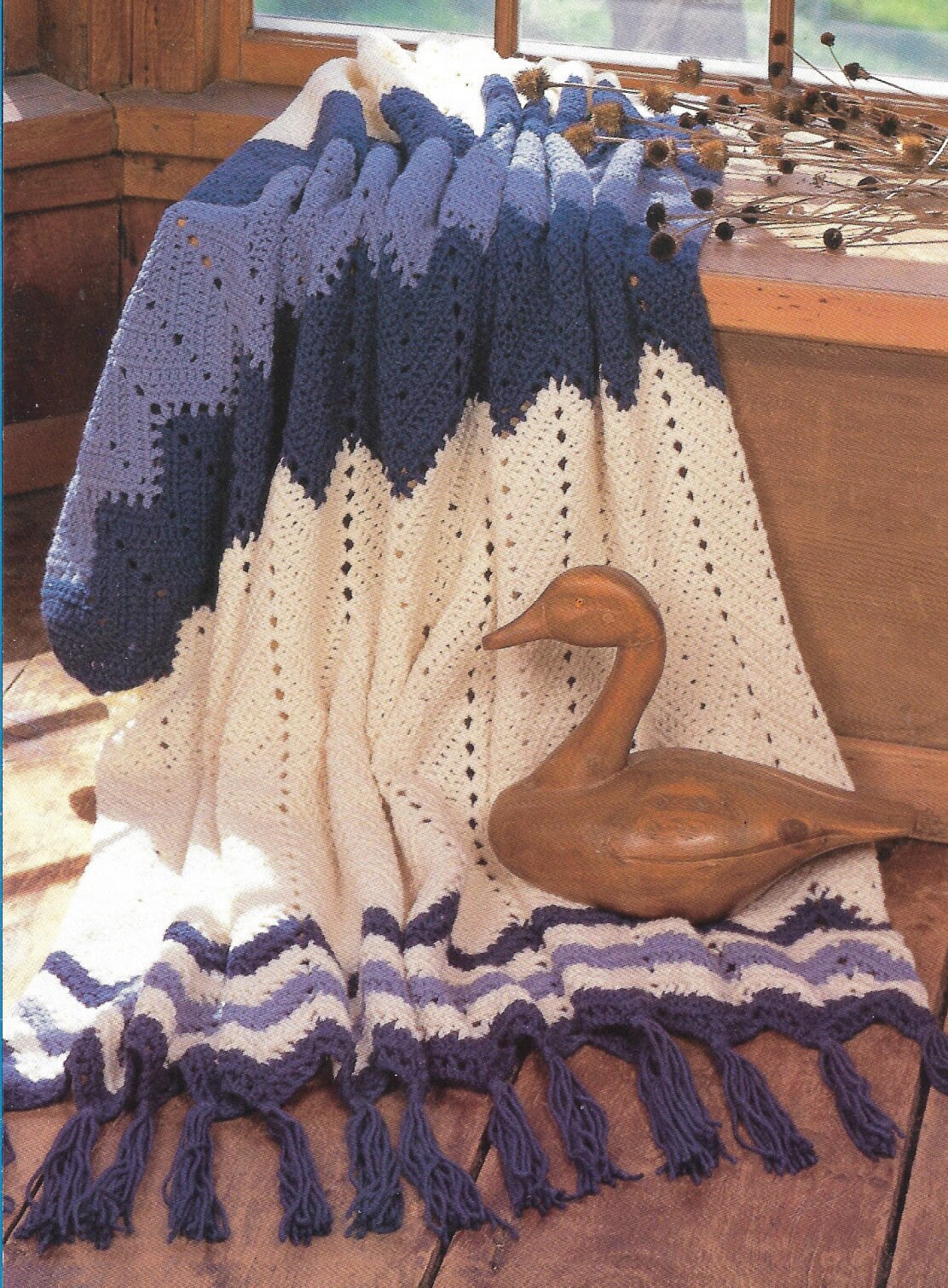 Vintage Crochet Pattern Blue Waves Beautiful Undulating Ripples Crochet Afghan Pattern Retro