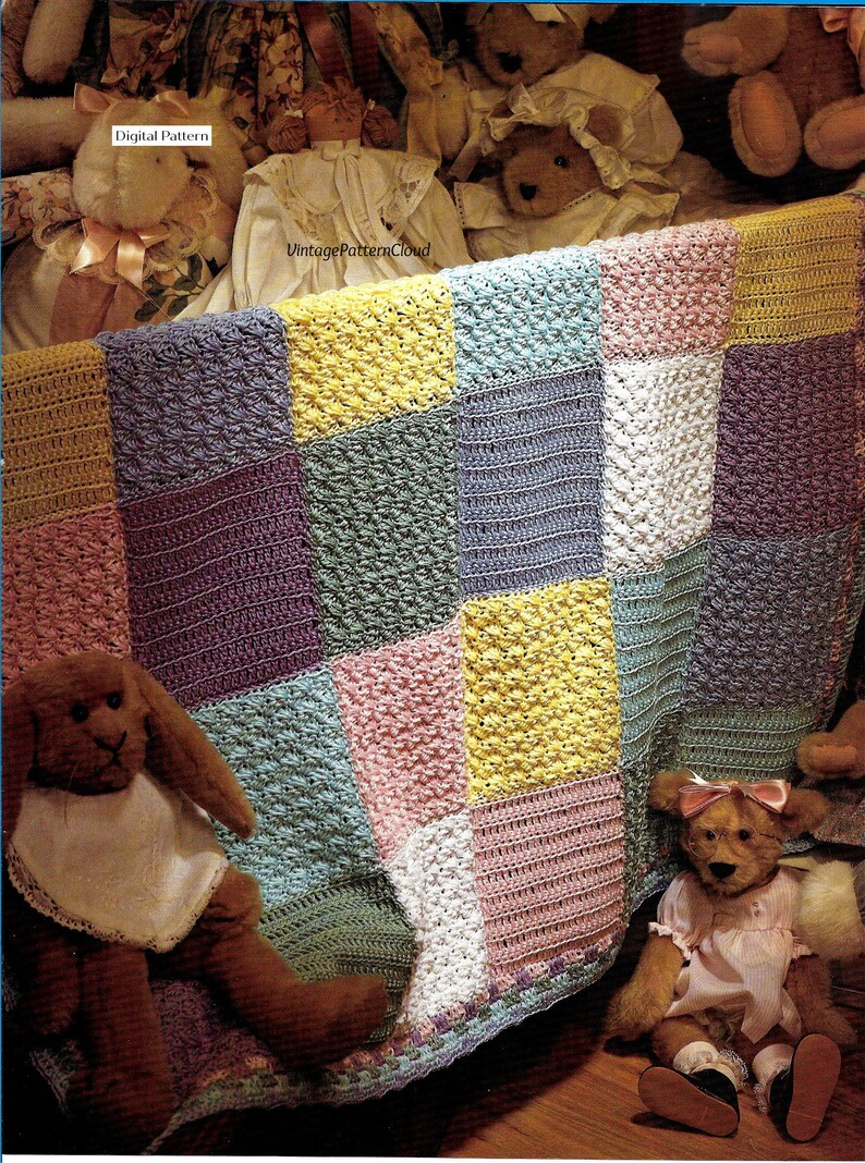 Vintage Crochet Pattern Nursery Baby Afghan Baby Blanket Etsy