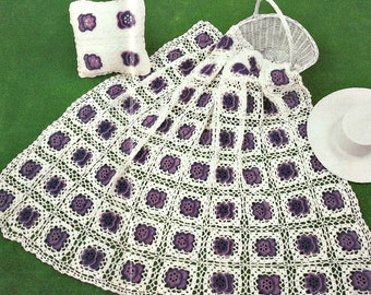 Beautiful Pansy Patch Afghan Vintage Pattern, Crochet Pattern, Home Decor Crochet Blanket PDF Instant Download