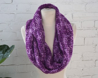 Crochet Infinity Scarf in Shades of Purple - Handmade