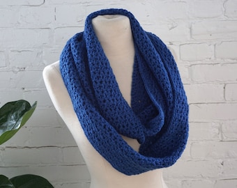 Crochet Infinity Scarf in Blue - Handmade