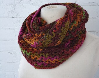 Crochet Infinity Scarf in Earthy Multi color - Handmade