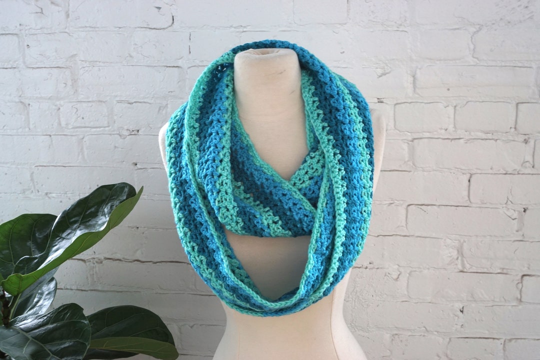 Crochet Infinity Scarf in Blue - Handmade - Etsy