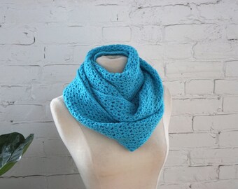 Crochet Infinity Scarf in Turquoise - Handmade