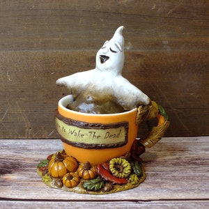 Coffee Ghost Halloween Pumpkins Fall Decor, Coffee Halloween Lover Gift, One of a Kind Ghost Coffee Sculpture image 1