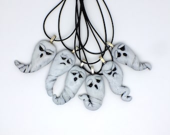 Cute Twisted Sheet Ghost Pendant Necklace Jewelry, Handmade OOAK Ghost Necklace