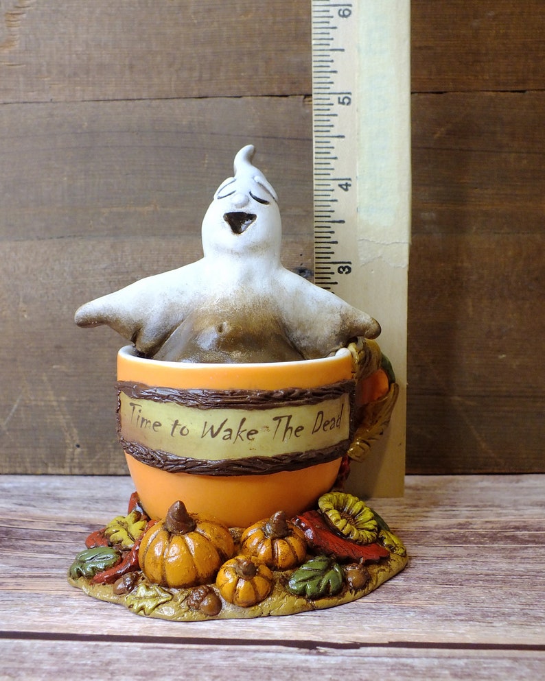 Coffee Ghost Halloween Pumpkins Fall Decor, Coffee Halloween Lover Gift, One of a Kind Ghost Coffee Sculpture image 10