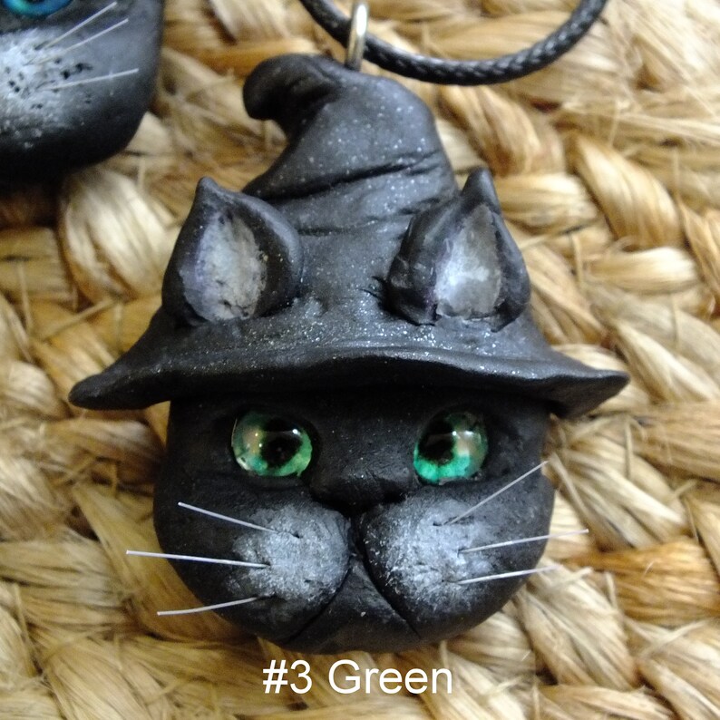 Handmade Witch Cat Pendant Necklace - Halloween Feline Familiar Jewelry ...