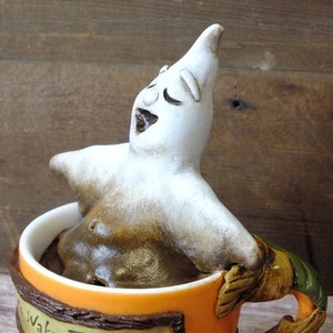 Coffee Ghost Halloween Pumpkins Fall Decor, Coffee Halloween Lover Gift, One of a Kind Ghost Coffee Sculpture image 4